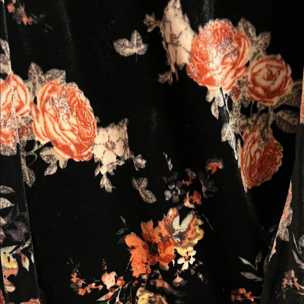 Tiered Crushed Velvet Maxi Midi Skirt XL Dark Floral Whimsigoth - Picture 3 of 7